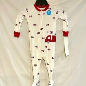 Carter's Boys White Red Rescue Vehicles Firetruck Lightweight Footed Pajamas NWT